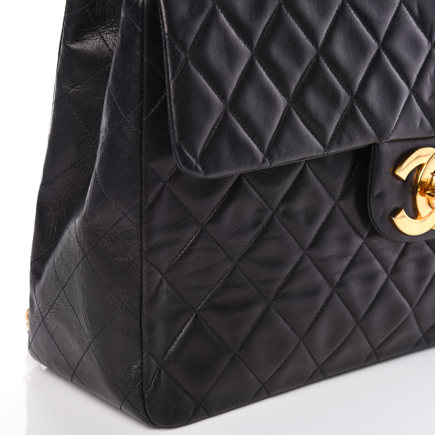 Chanel Lambskin Quilted XL Jumbo Single Flap Black 12 of 13