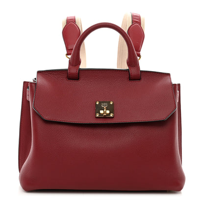 MCM Grained Calfskin Milla Convertible Backpack Scooter Red 1 of 11