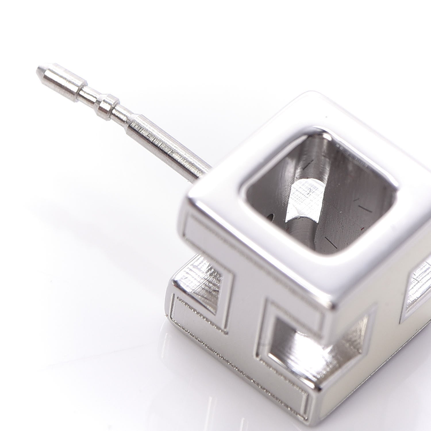 Hermes Palladium Lacquered Cage d'H Earrings Ecru 6 of 6