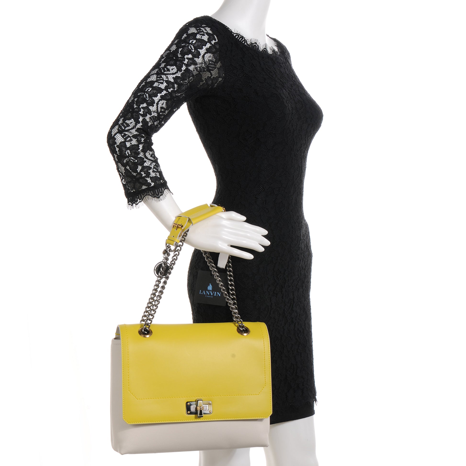 Lanvin Goatskin Happy Edgy Medium Jaune White 2 of 9