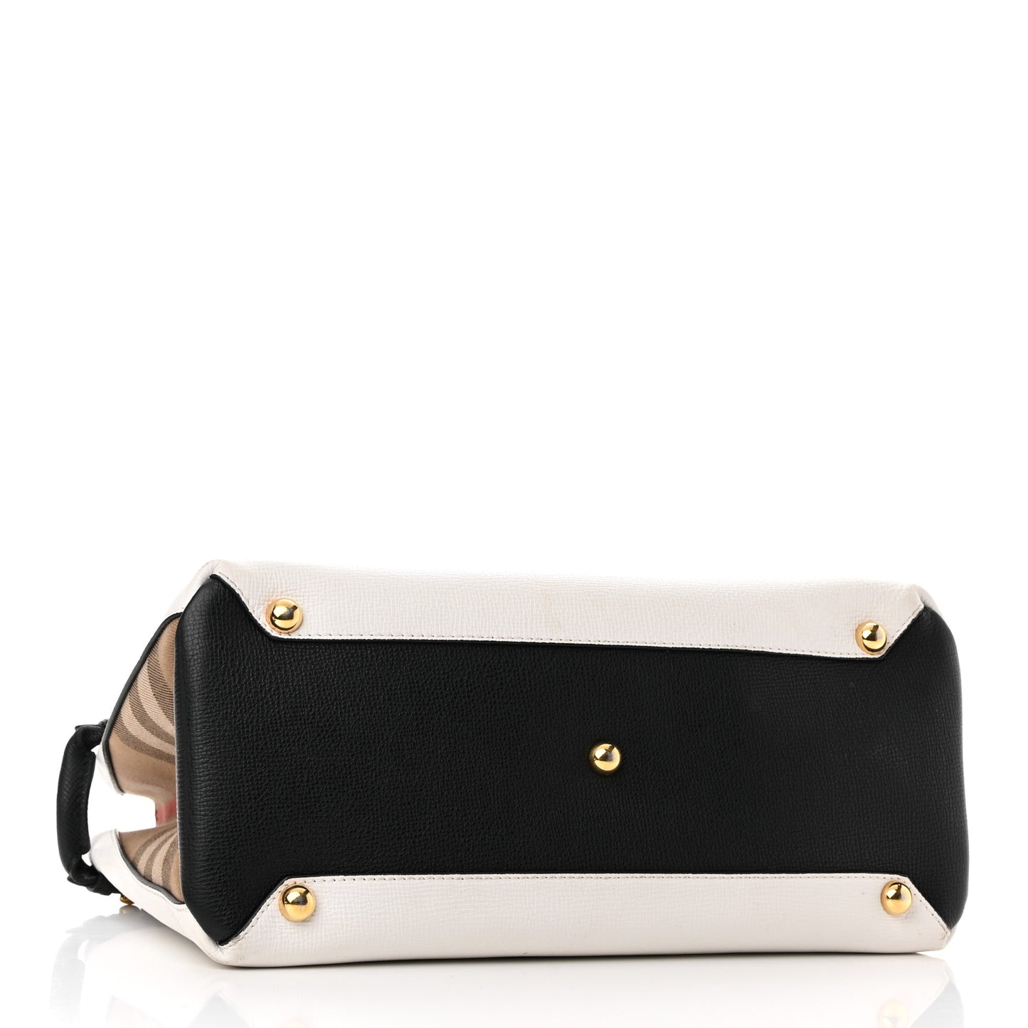 Derby Calfskin House Check Medium Bi-Color Banner Tote Natural Black