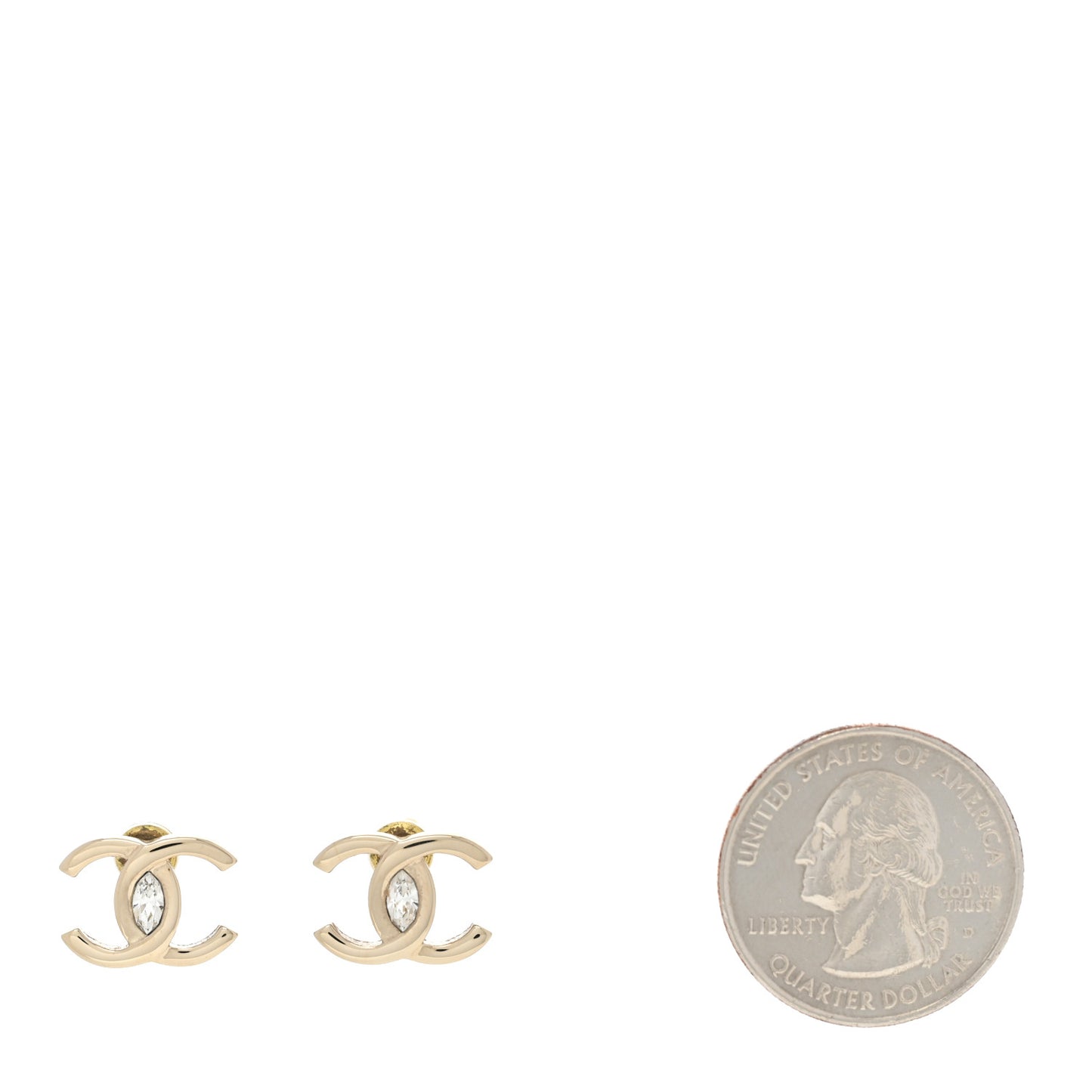 Crystal CC Large Stud Earrings Gold