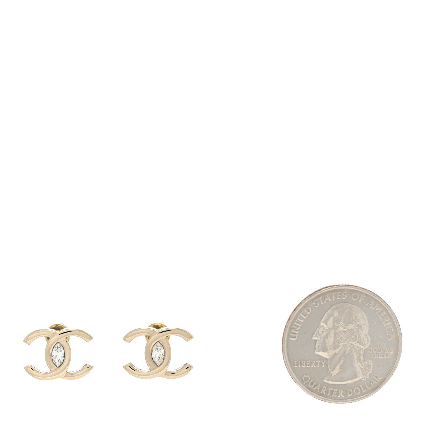 Chanel Crystal CC Large Stud Earrings Gold 2 of 5
