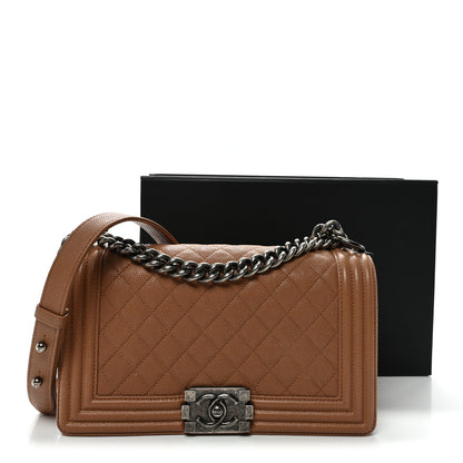 Chanel Caviar Quilted Medium Boy Flap Light Brown 11 of 11