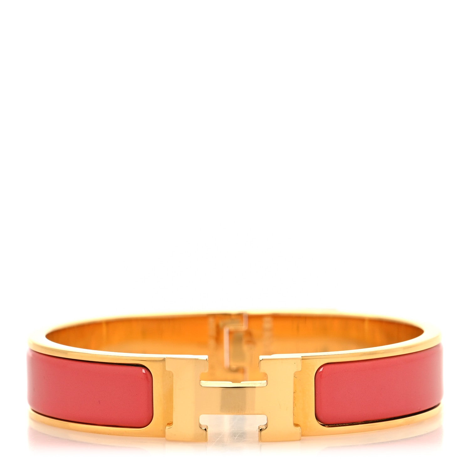 Hermes Enamel Narrow Clic Clac H Bracelet GM Rouge Corail 1 of 5