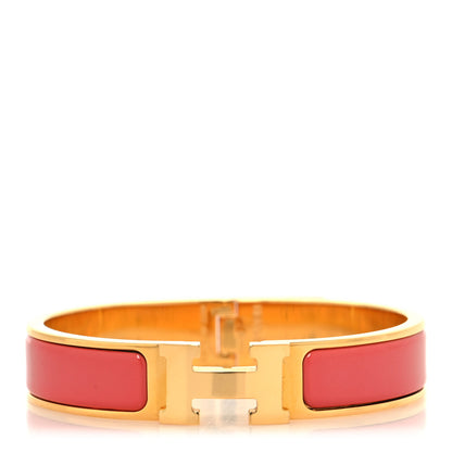 Hermes Enamel Narrow Clic Clac H Bracelet GM Rouge Corail 1 of 5