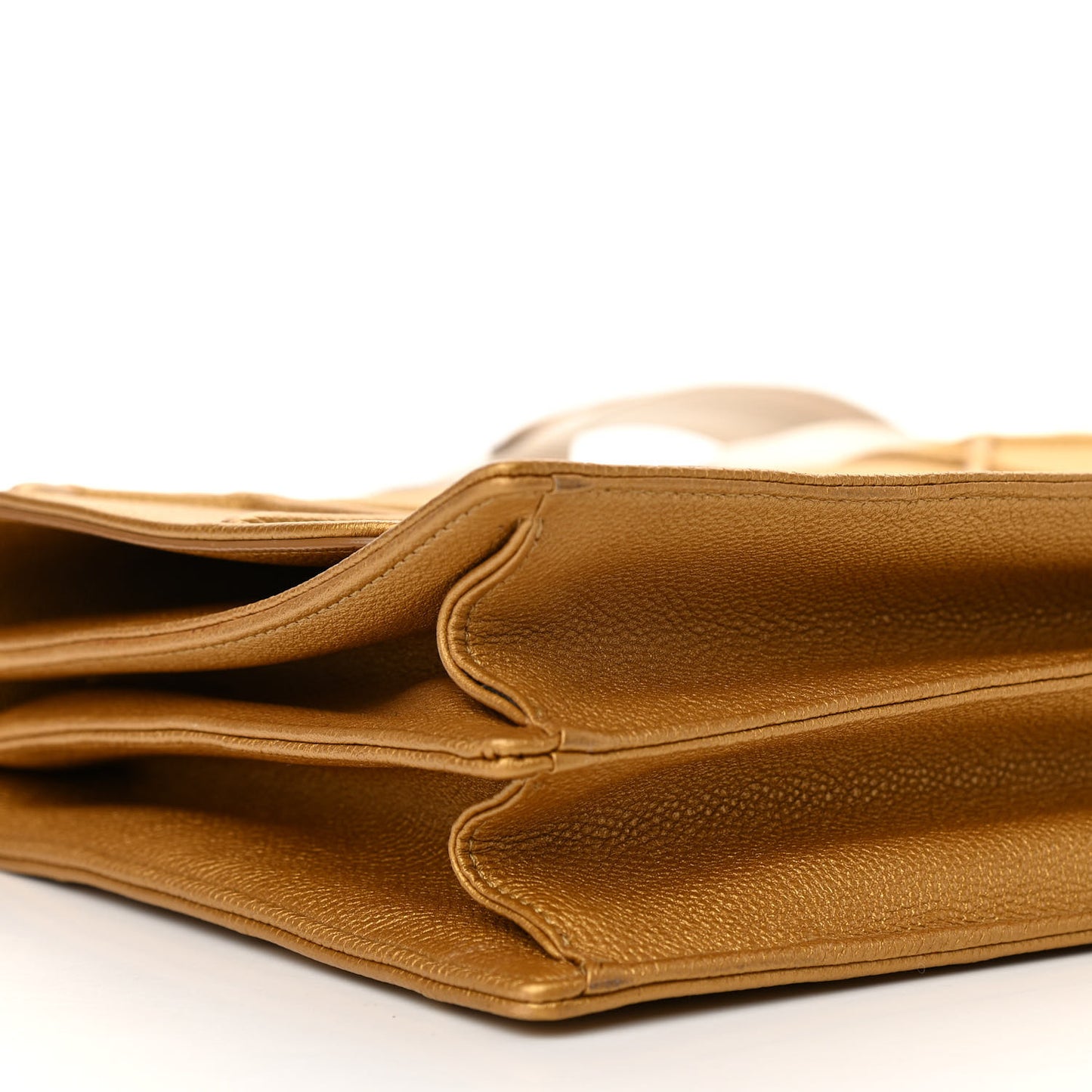 Metallic Grained Calfskin Diorama Satchel Gold