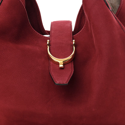 Gucci Nubuck Medium Soft Stirrup Shoulder Bag Red 9 of 15