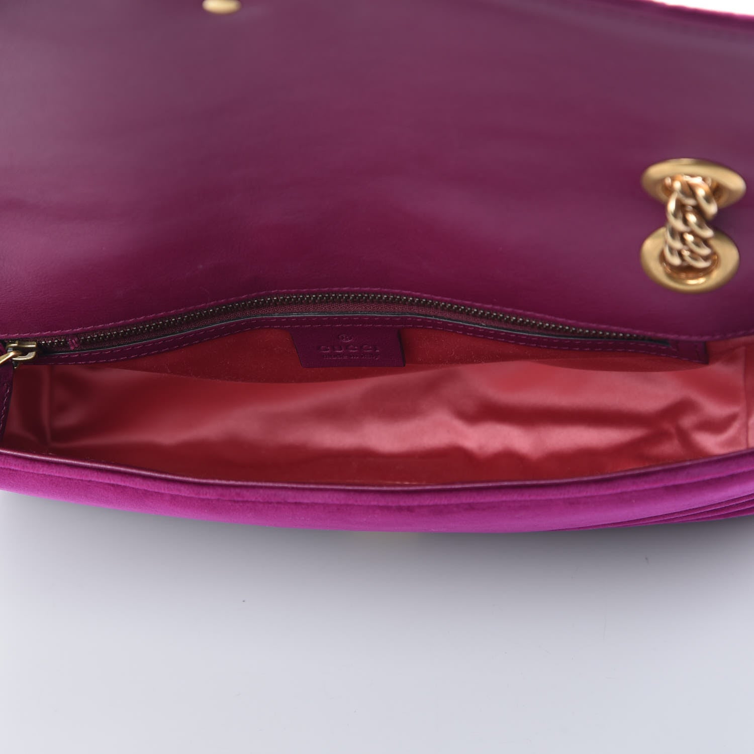 Gucci Velvet Matelasse Medium GG Marmont Shoulder Bag Fuchsia Violet Cyclamen 7 of 9