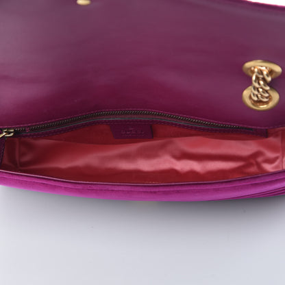 Gucci Velvet Matelasse Medium GG Marmont Shoulder Bag Fuchsia Violet Cyclamen 7 of 9