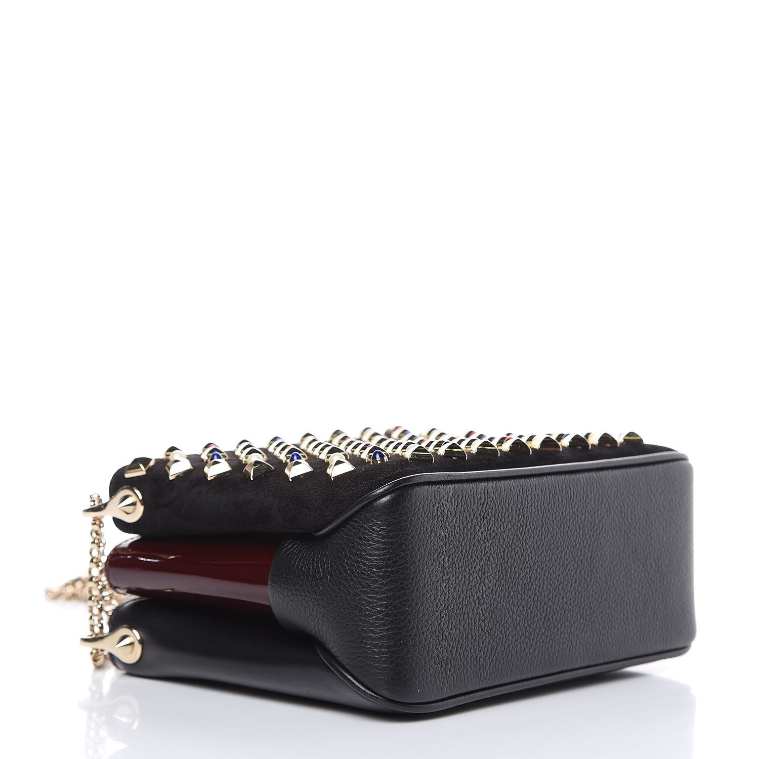 Christian Louboutin Suede Calfskin Spikes Small Triloubi Shoulder Bag Black Multi 4 of 11