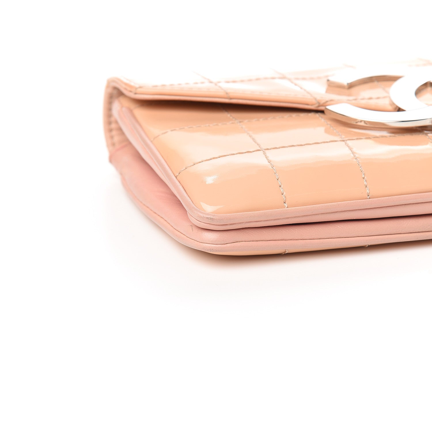 Chanel Patent Square Stitched CC Flap Clutch Beige 10 of 12
