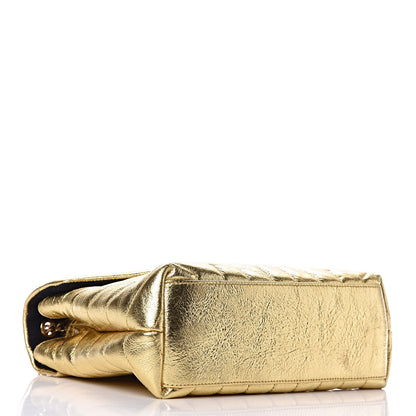 Saint Laurent Metallic Calfskin Y Quilted Small Loulou Monogram Chain Satchel Gold 4 of 16