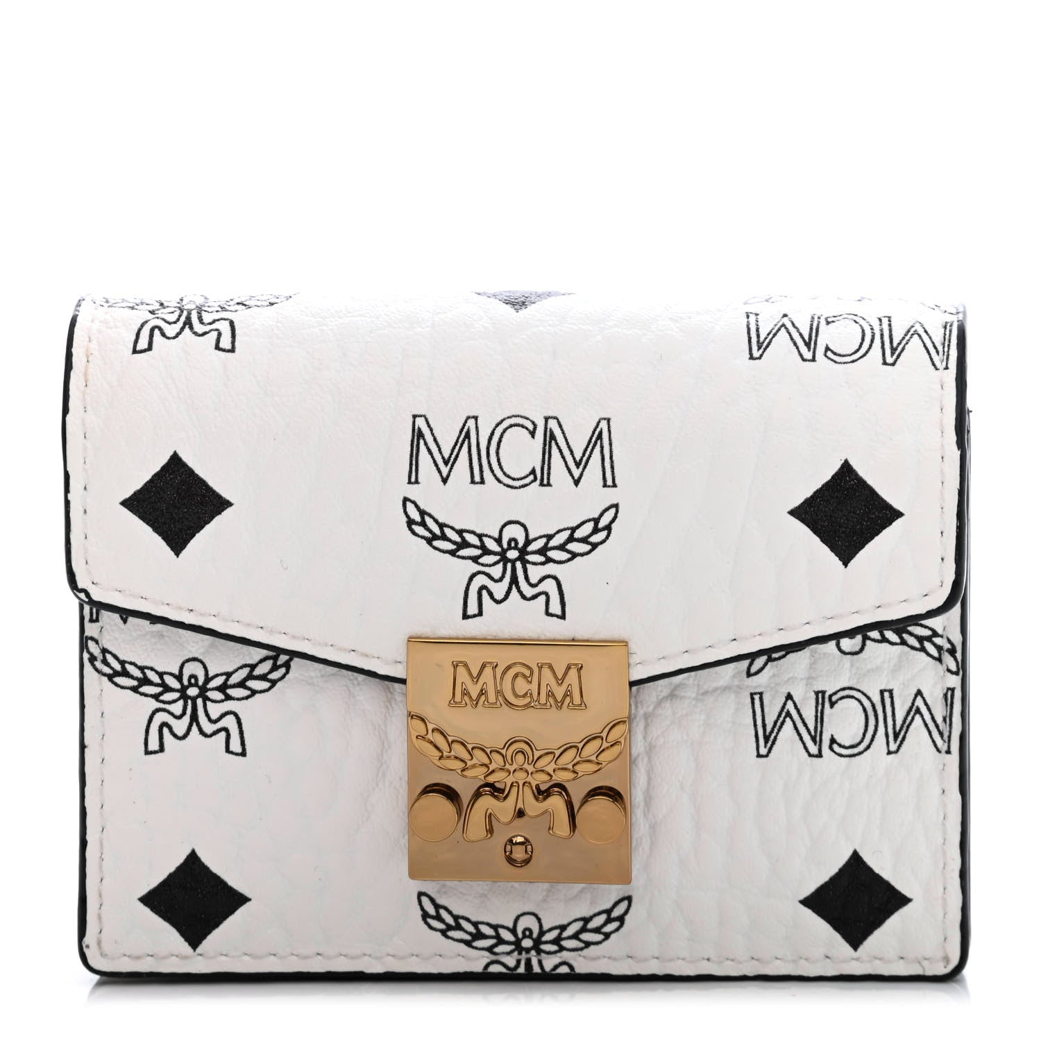 MCM Visetos Mini Accordion Card Wallet White 1 of 4