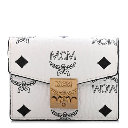 MCM Visetos Mini Accordion Card Wallet White 1 of 4