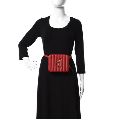 Saint Laurent Lambskin Matelasse Vicky Monogram Belt Bag Eros Red 2 of 8