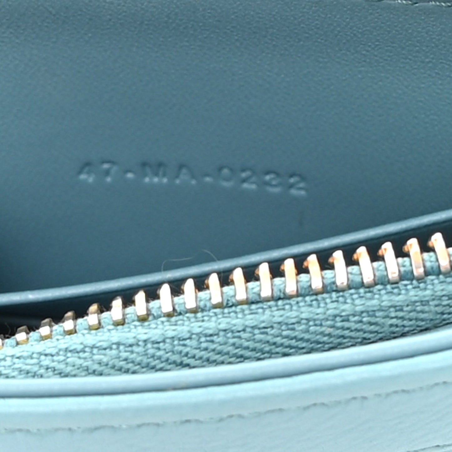 Calfskin Cannage Caro Zipped Pouch With Chain Cloud Blue