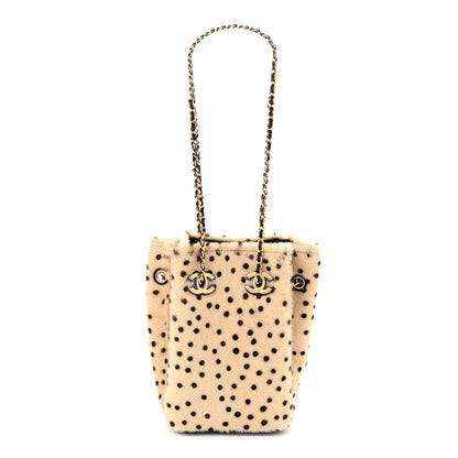 Chanel Pony Hair Cheetah Printed CC Chain Bucket Bag Light Beige Black 1 of 10