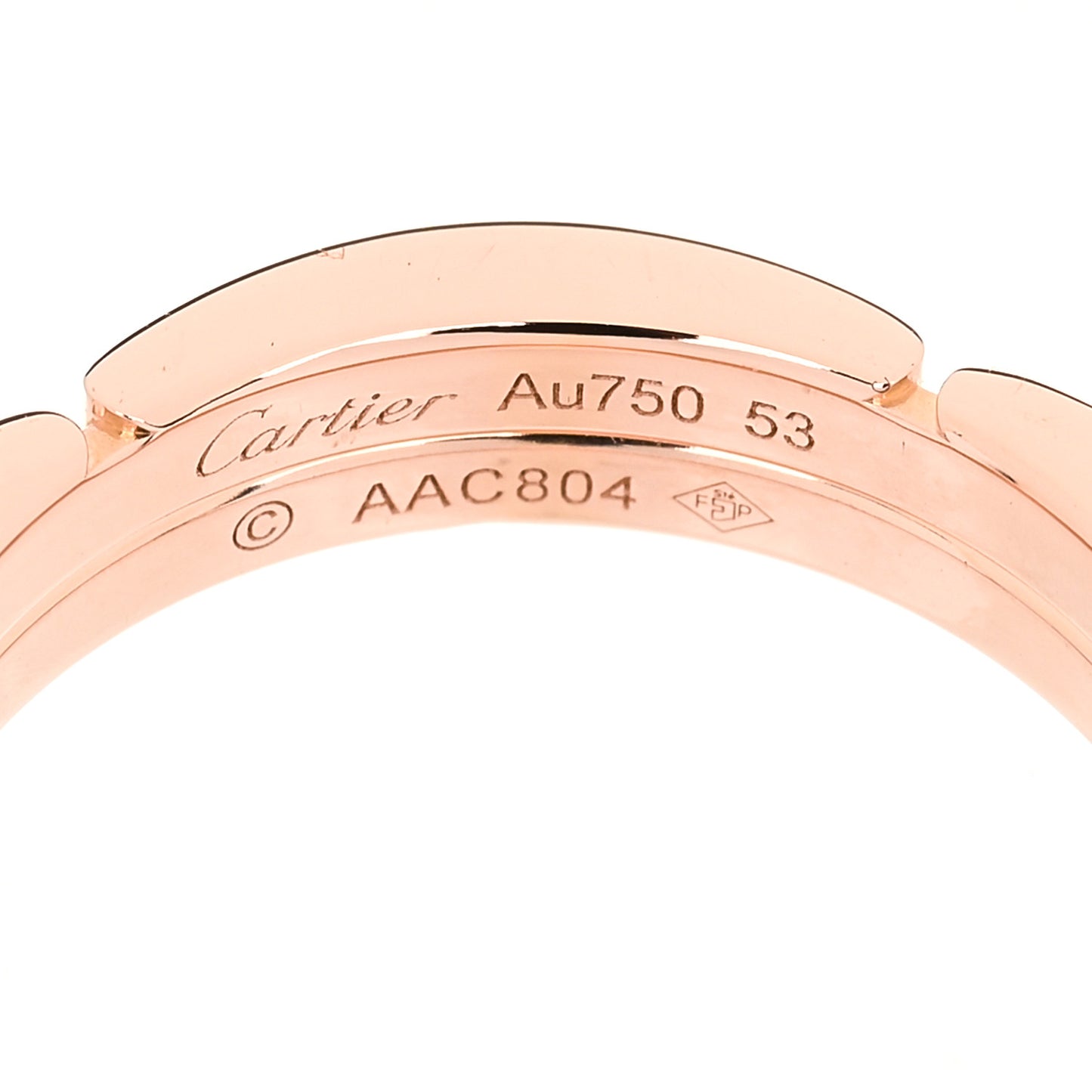 18K Pink Gold Diamond Maillon Panthere 2 Half Rows Ring 53 6.5