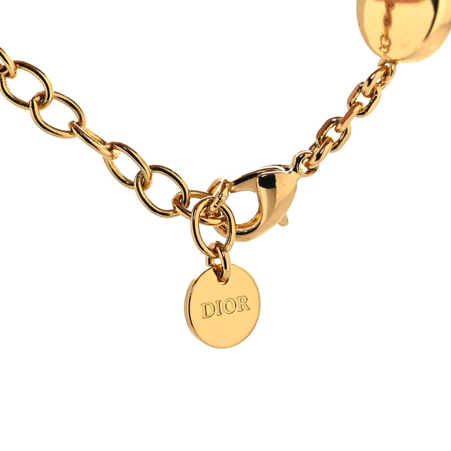 Christian Dior Metal Resin Pearl Mother of Pearl D-Luck Bracelet Gold 4 of 4