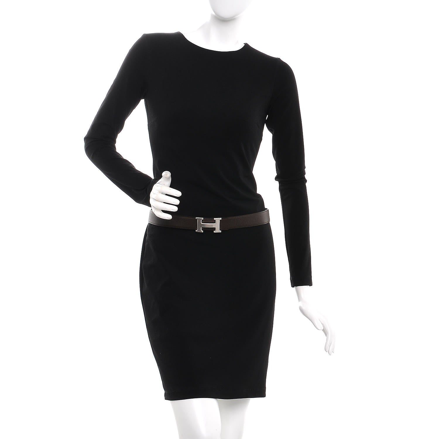 Hermes Swift Epsom 32mm Striee H Belt 90 Black Chocolate 2 of 8