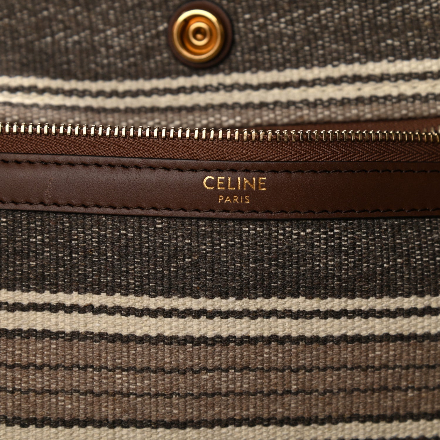 Celine Canvas Calfskin Jacquard Vertical Cabas Grey Brown 6 of 9