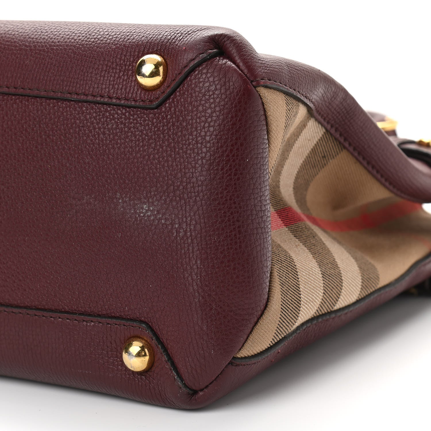 Burberry Grainy Calfskin House Check Medium Banner Tote Mahogany Red 10 of 13