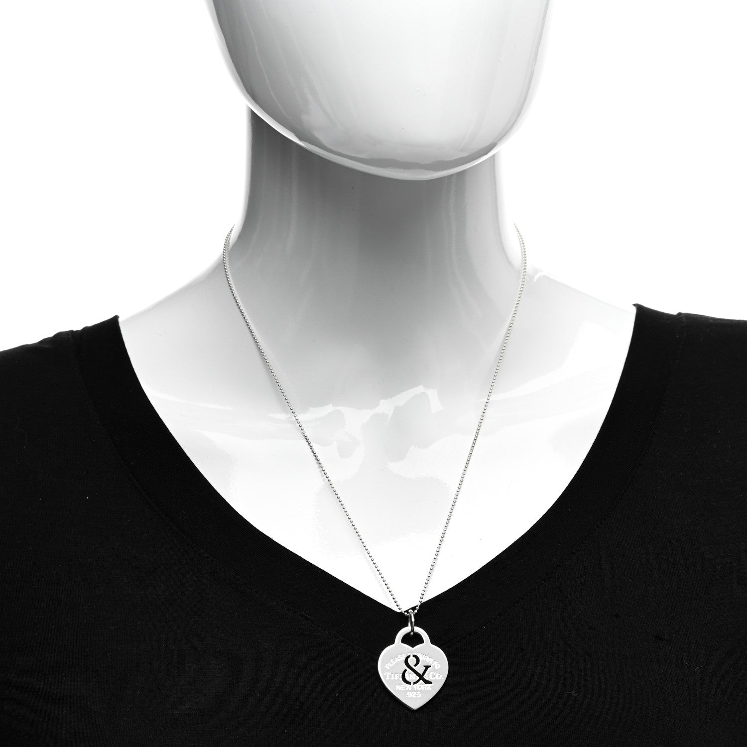 Tiffany Sterling Silver Return to Tiffany Ampersand Heart Pendant Bead Chain Necklace 2 of 4