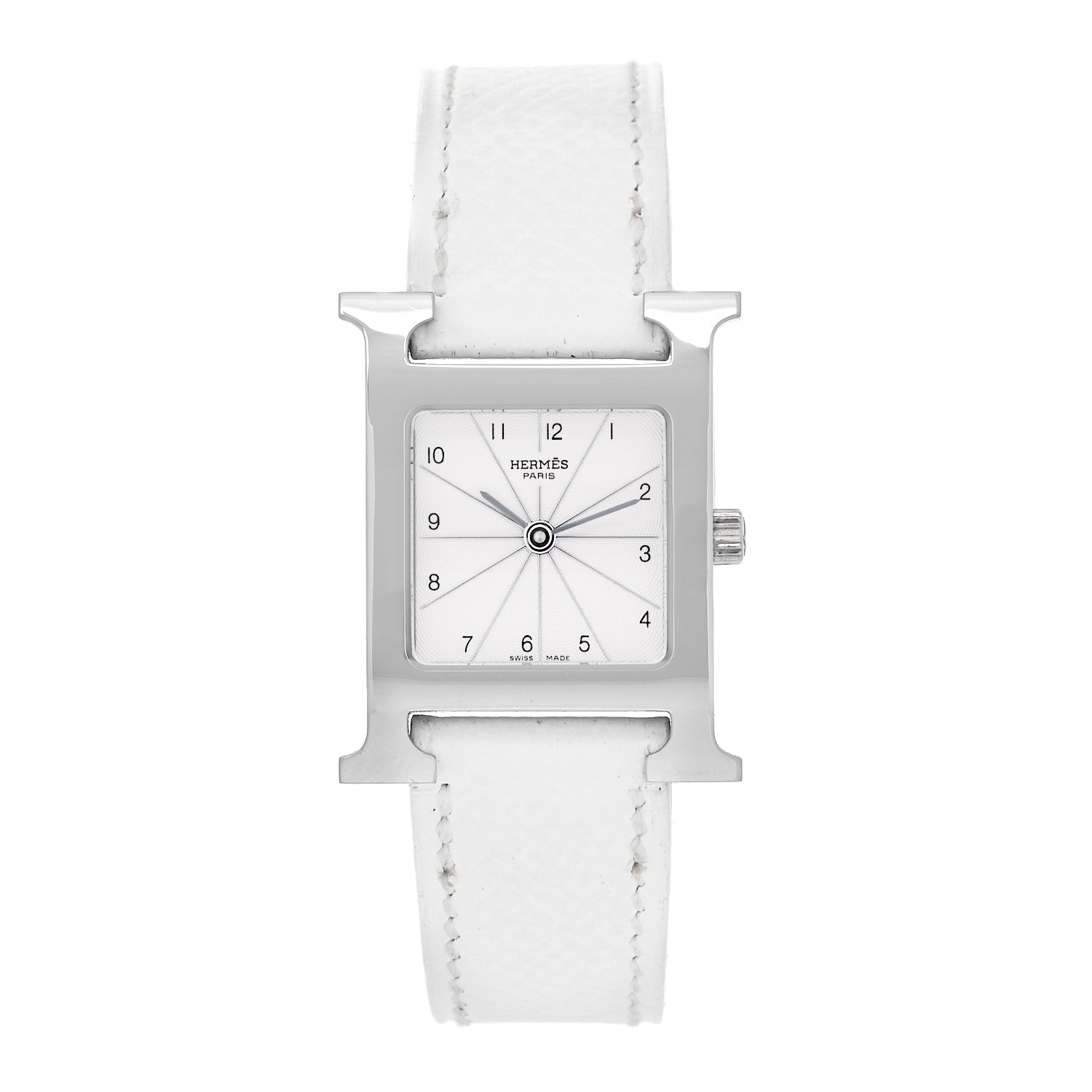 Hermes Stainless Steel Epsom 21mm Heure H Hour Quartz Watch Blanc 1 of 4
