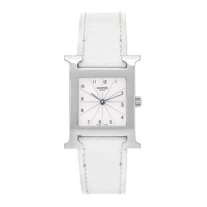 Hermes Stainless Steel Epsom 21mm Heure H Hour Quartz Watch Blanc 1 of 4