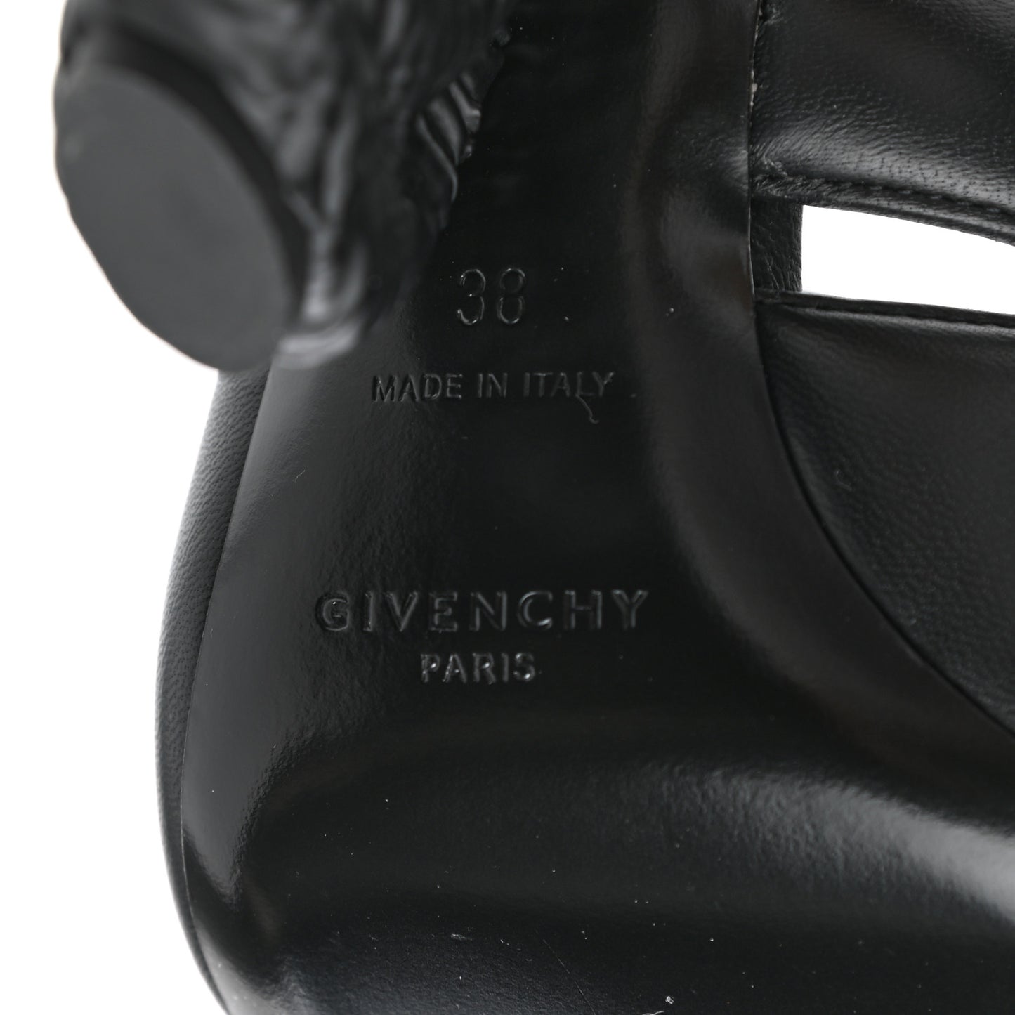 Lambskin 4G Logo Horn Sandals 38 Black