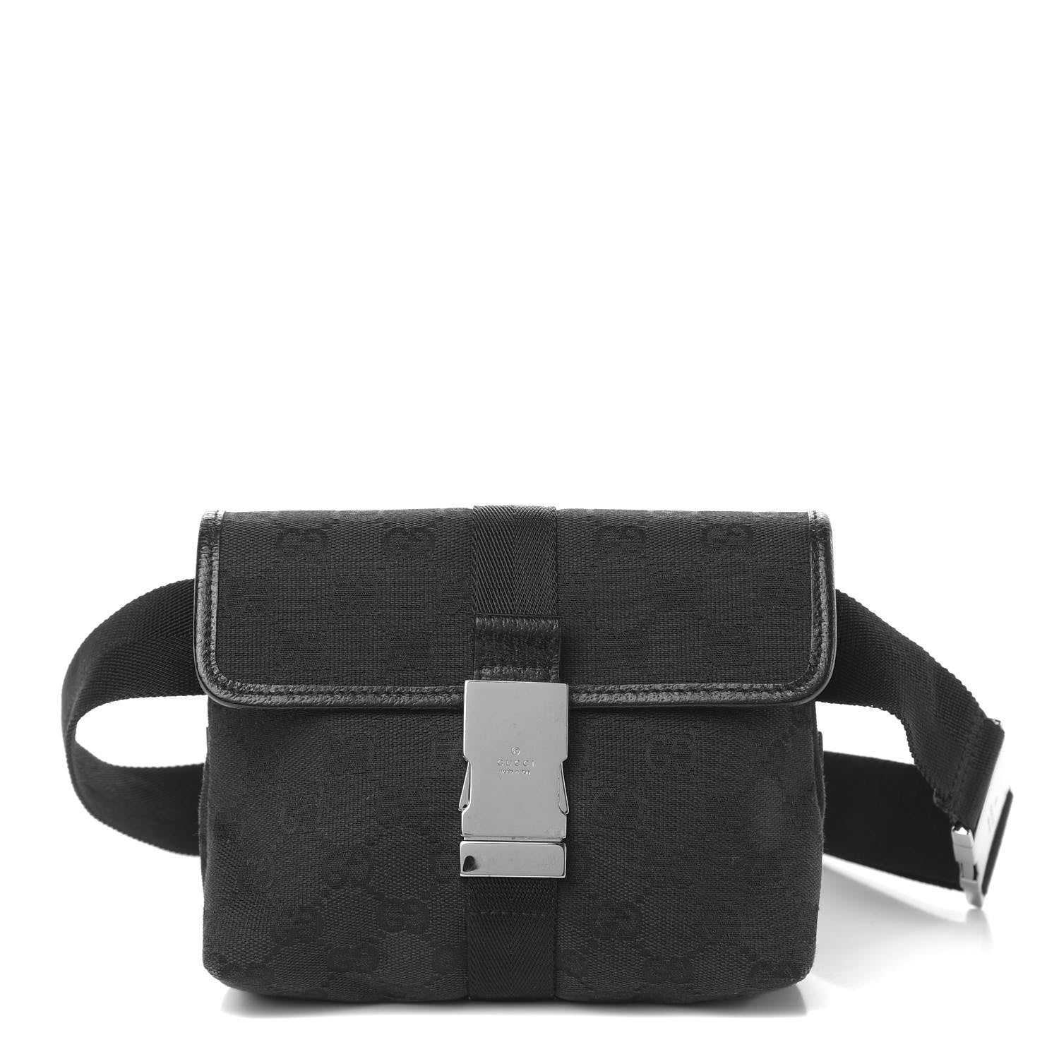 Gucci GG Monogram Web Buckle Belt Bag Black 1 of 10