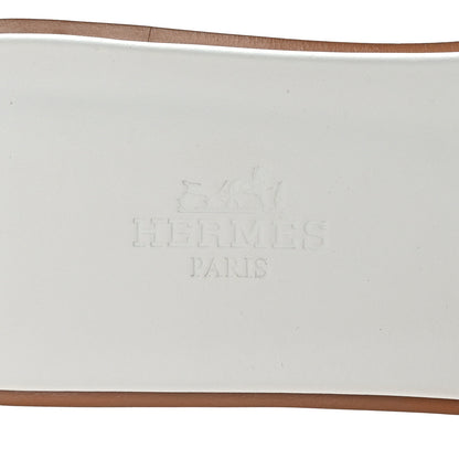 Hermes Box Calfskin Oran Sandals 37 White 7 of 9