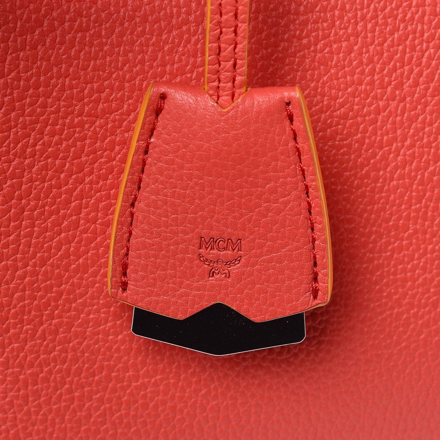 MCM Grained Calfskin Medium Milla Tote Coral 13 of 16