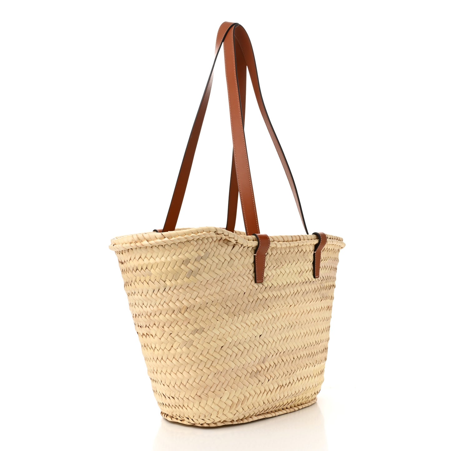 Raffia Calfskin Triomphe Medium Panier Tan