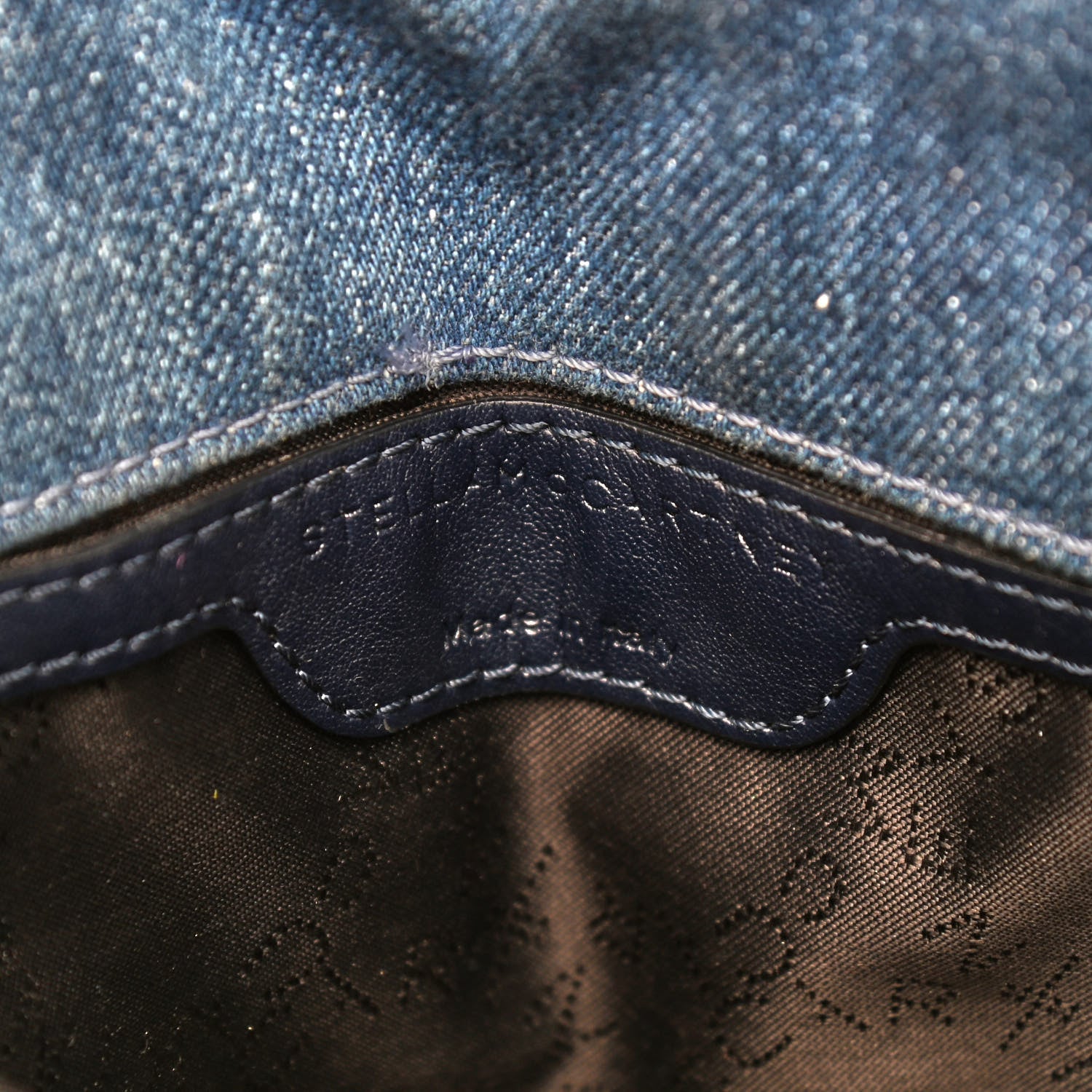 Stella McCartney Eco Denim Chevron Quilted Mini Falabella Fold Over Tote Blue 8 of 9