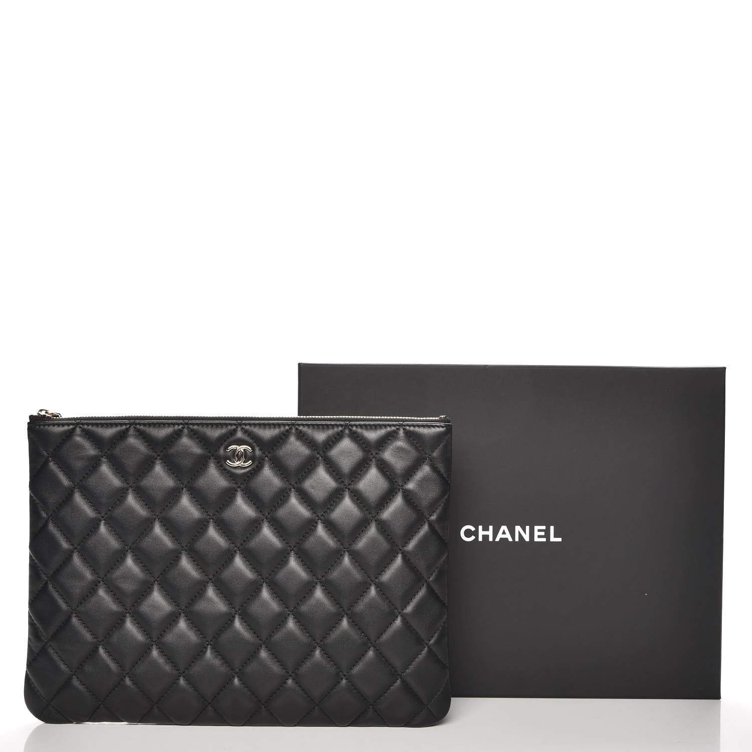 Chanel Lambskin Quilted Medium Cosmetic Case Black 8 of 8
