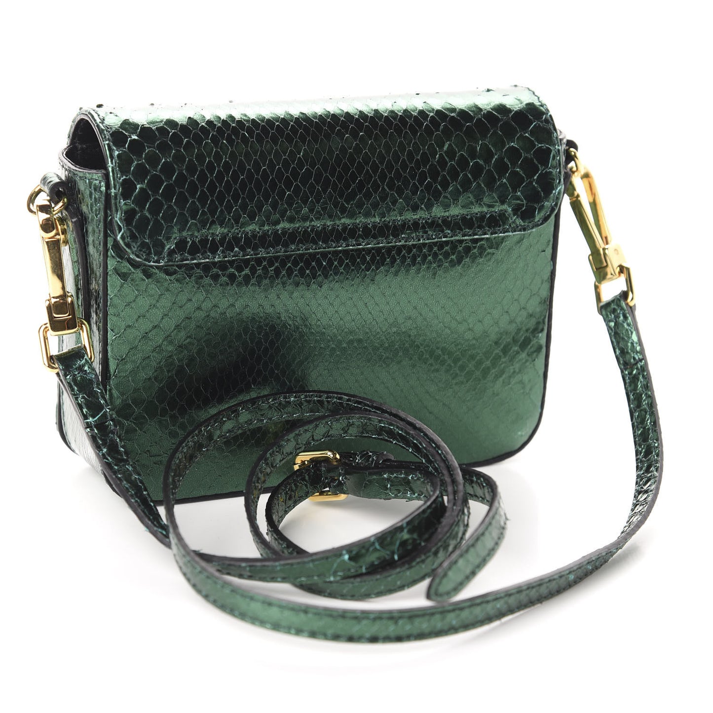 Metallic Snakeskin Mini Berkeley Crossbody Dark Green