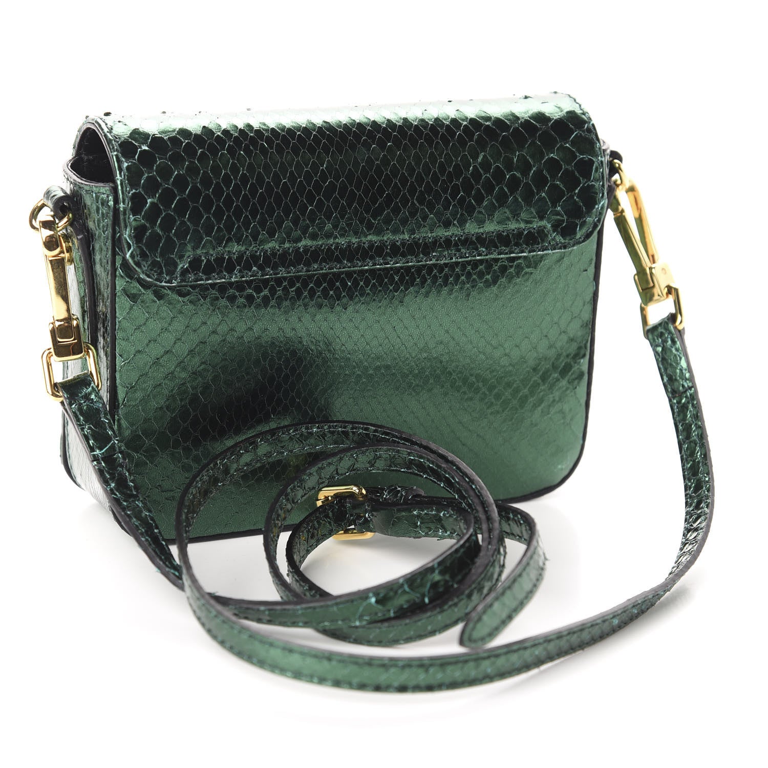 Burberry Metallic Snakeskin Mini Berkeley Crossbody Dark Green 3 of 10