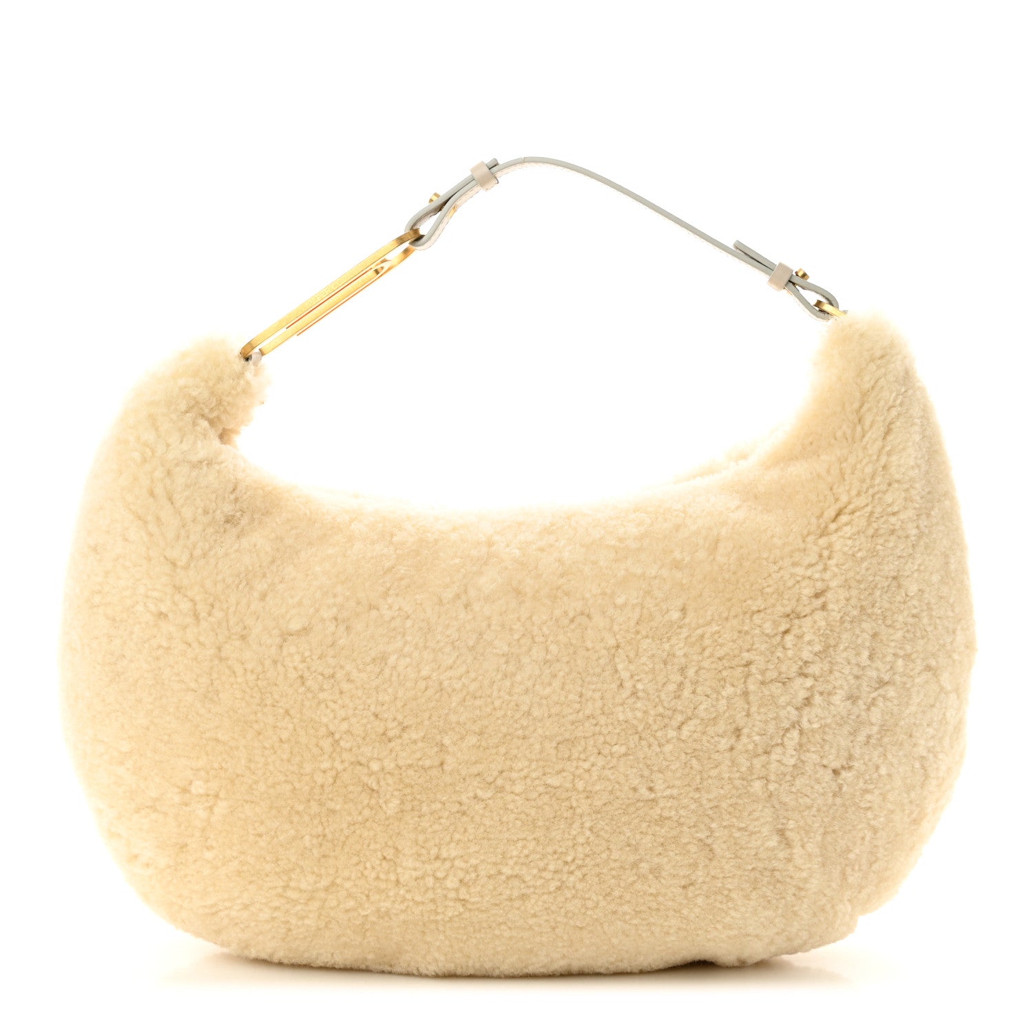 Off-White Shearling Paperclip Hobo Bag Beige 1 of 11