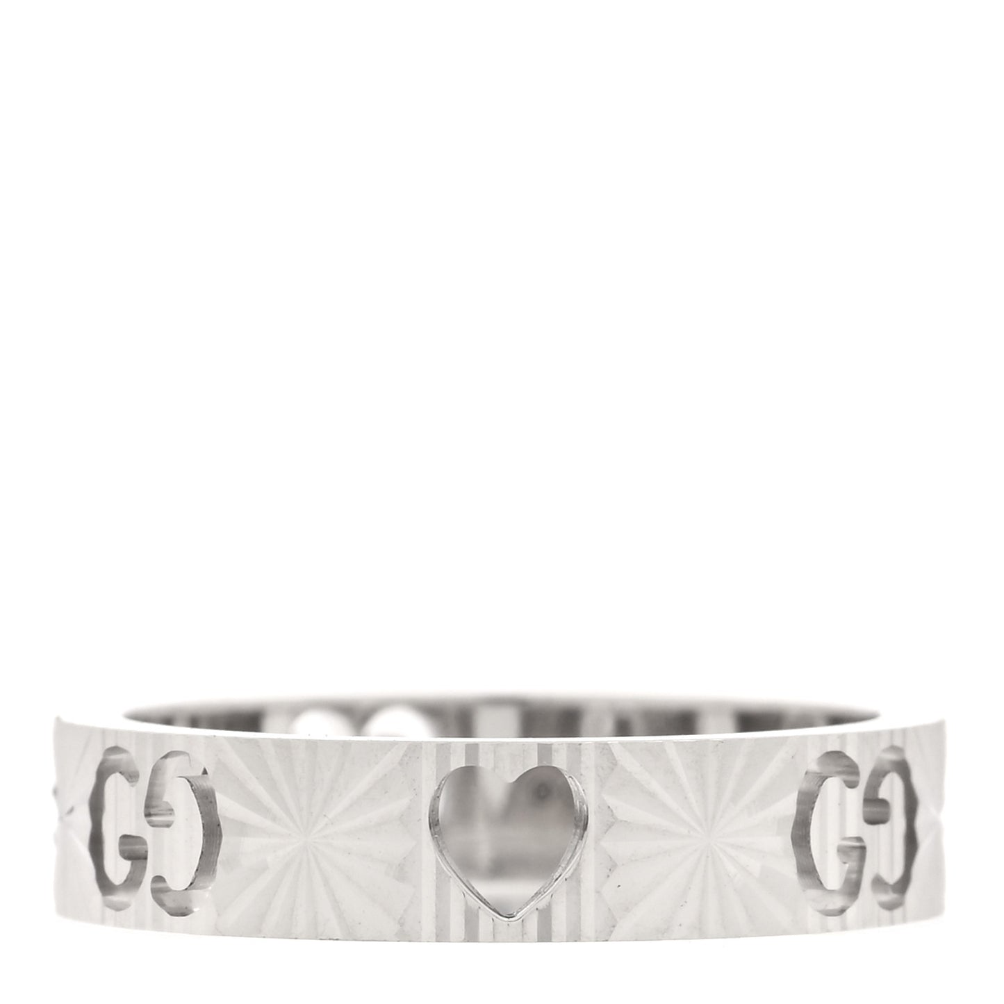 18K White Gold Icon Heart Band Ring 49 4.75