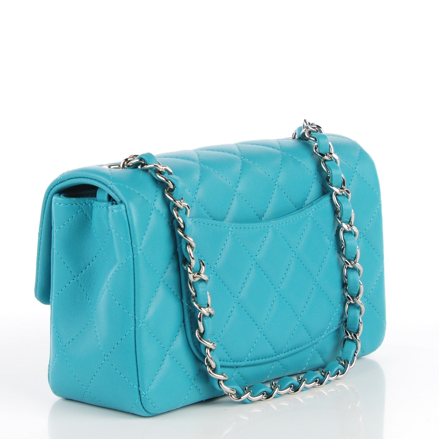 Chanel Lambskin Quilted Mini Rectangular Flap Turquoise 3 of 8
