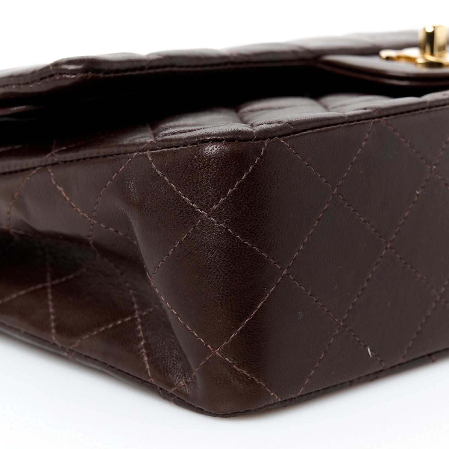 Chanel Lambskin Quilted Medium Double Flap Dark Brown 10 of 11