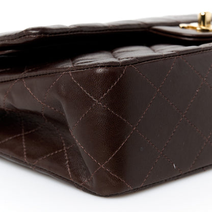 Chanel Lambskin Quilted Medium Double Flap Dark Brown 10 of 11