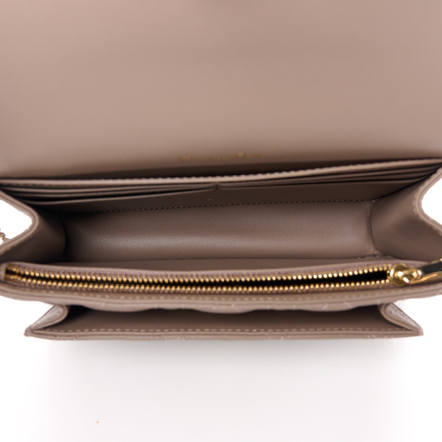 Lambskin Cannage Lady Dior Chain Pouch Warm Taupe