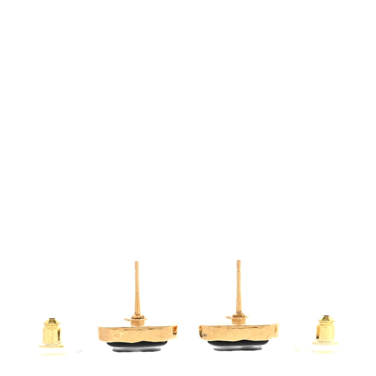Resin CC Square Earrings Gold Black