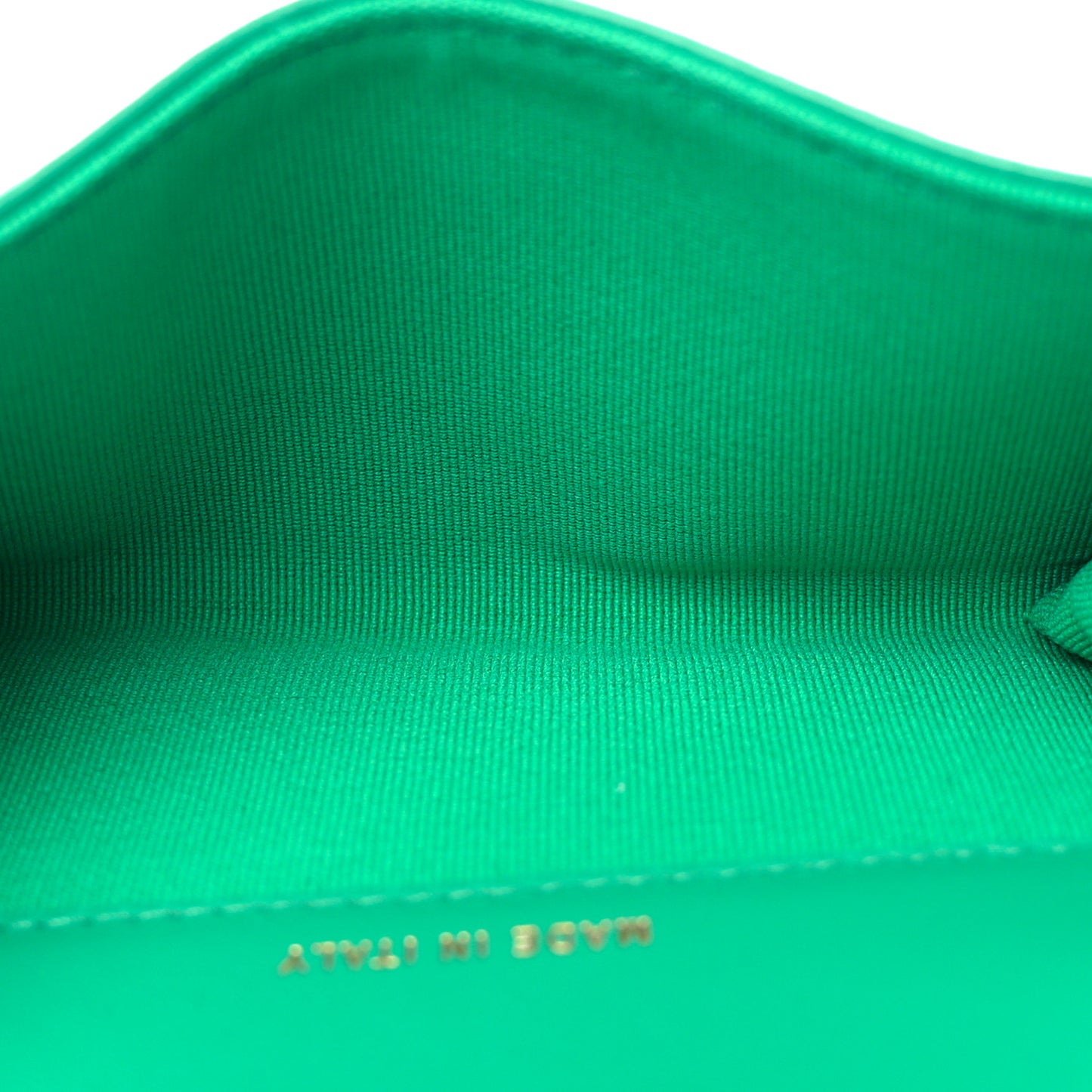 Lambskin Quilted Flap Card Holder Wallet Green