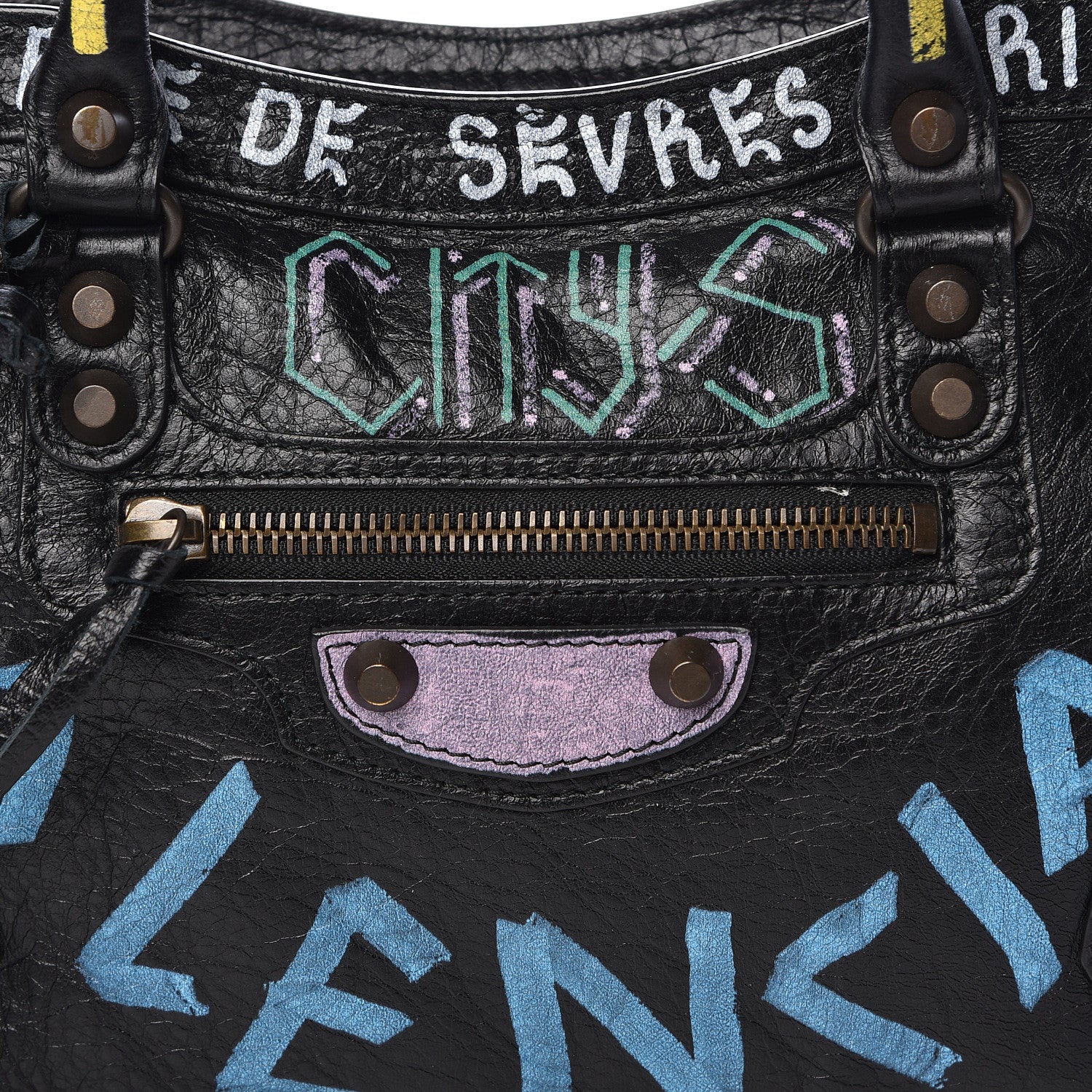 Balenciaga Agneau Graffiti All Over Classic Hardware S City Black Multicolor 10 of 10