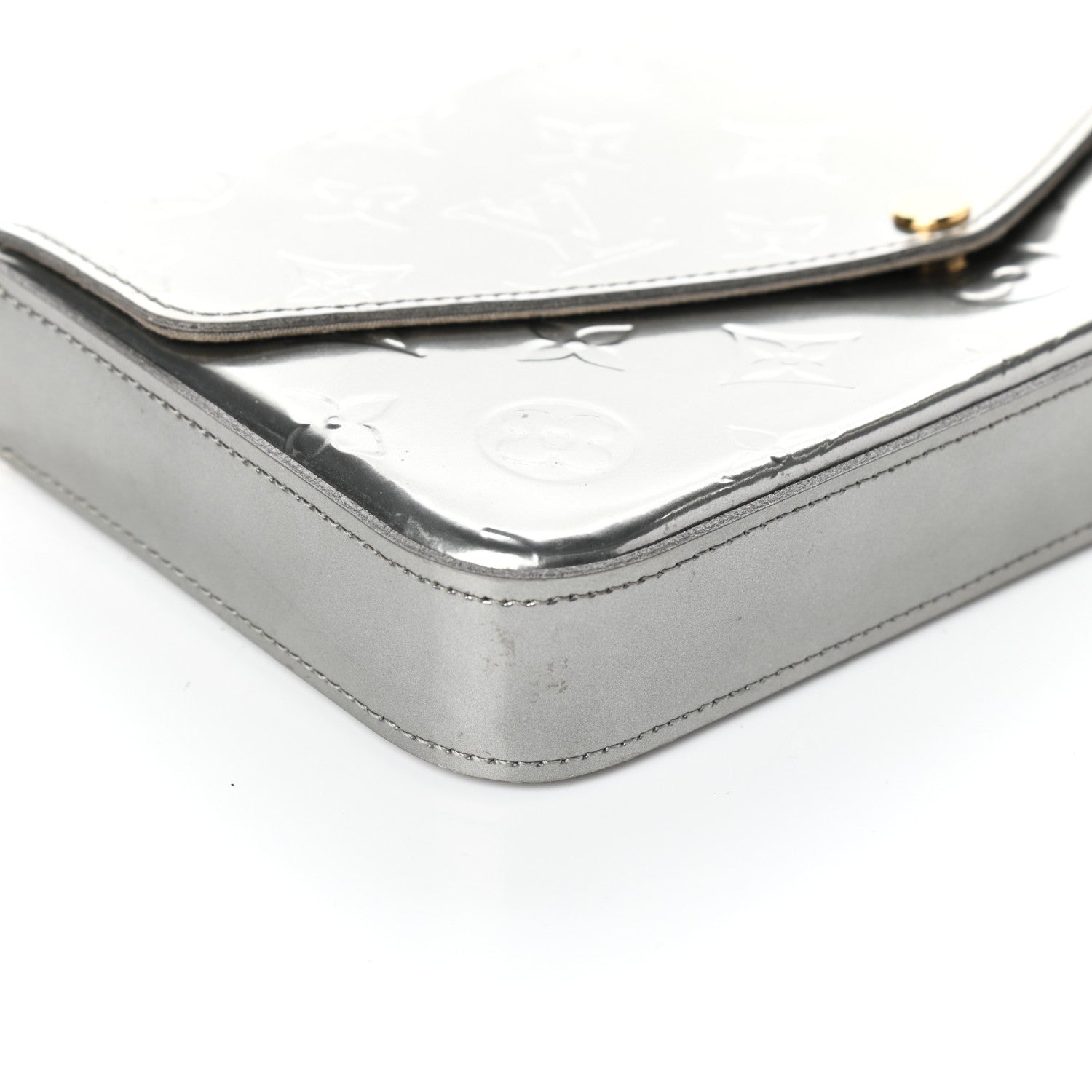 Louis Vuitton Vernis Felicie Pochette Chain Wallet Gris Metal 10 of 11
