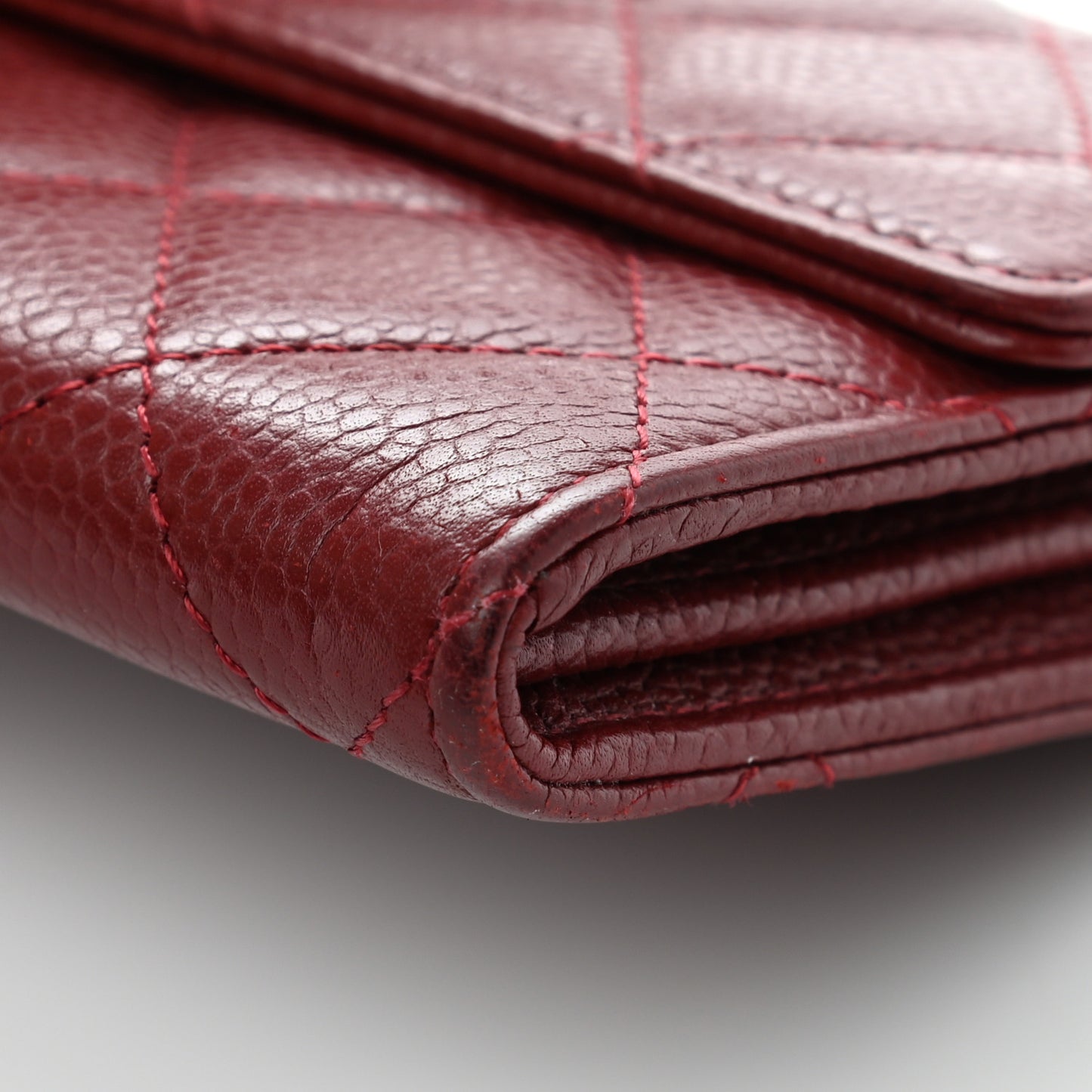 Caviar Quilted Large Gusset Flap Wallet Red